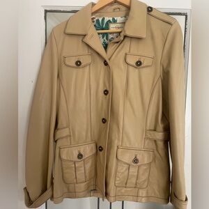 Womens Wilson Leather Beige Safari Jacket size Large
